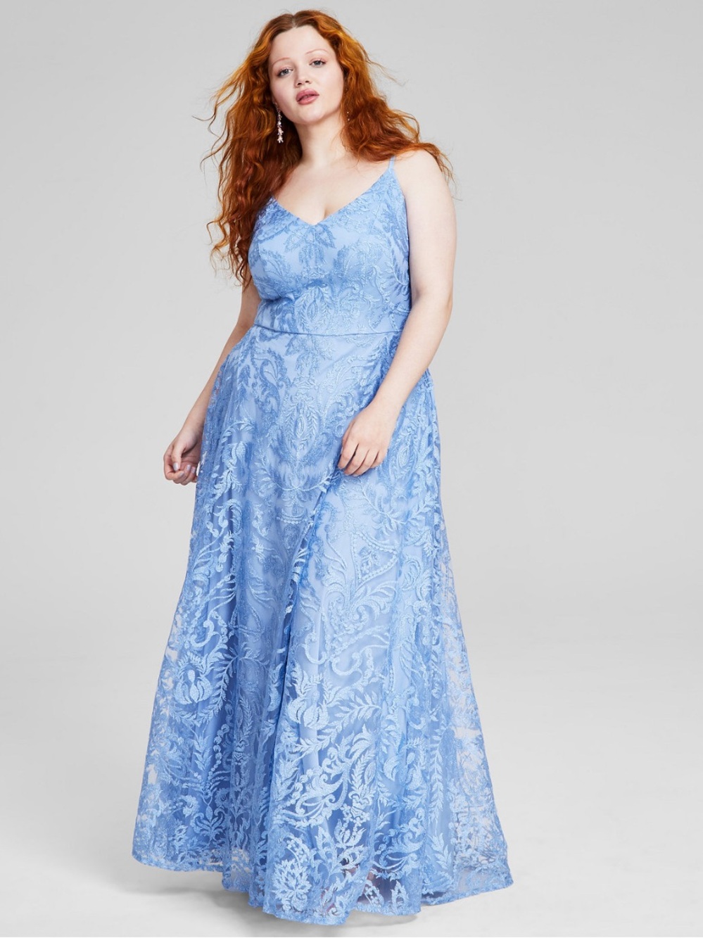 NWT Speechless Sz 14 Plus Size Womens Blue Maxi Fancy Trendy Gown Dress Ret $159